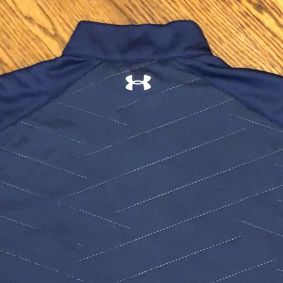 UNDER ARMOUR Navy Blue Cold Gear Quarter Zip Pullover Collared Sweatshirt Sz LG
